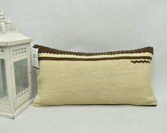 トルコキリム枕 / 腰キリム枕 / 装飾キリム枕 / 手作りキリム枕 / ボヘミアン枕 / 10x20 枕カバー / コード 1871
