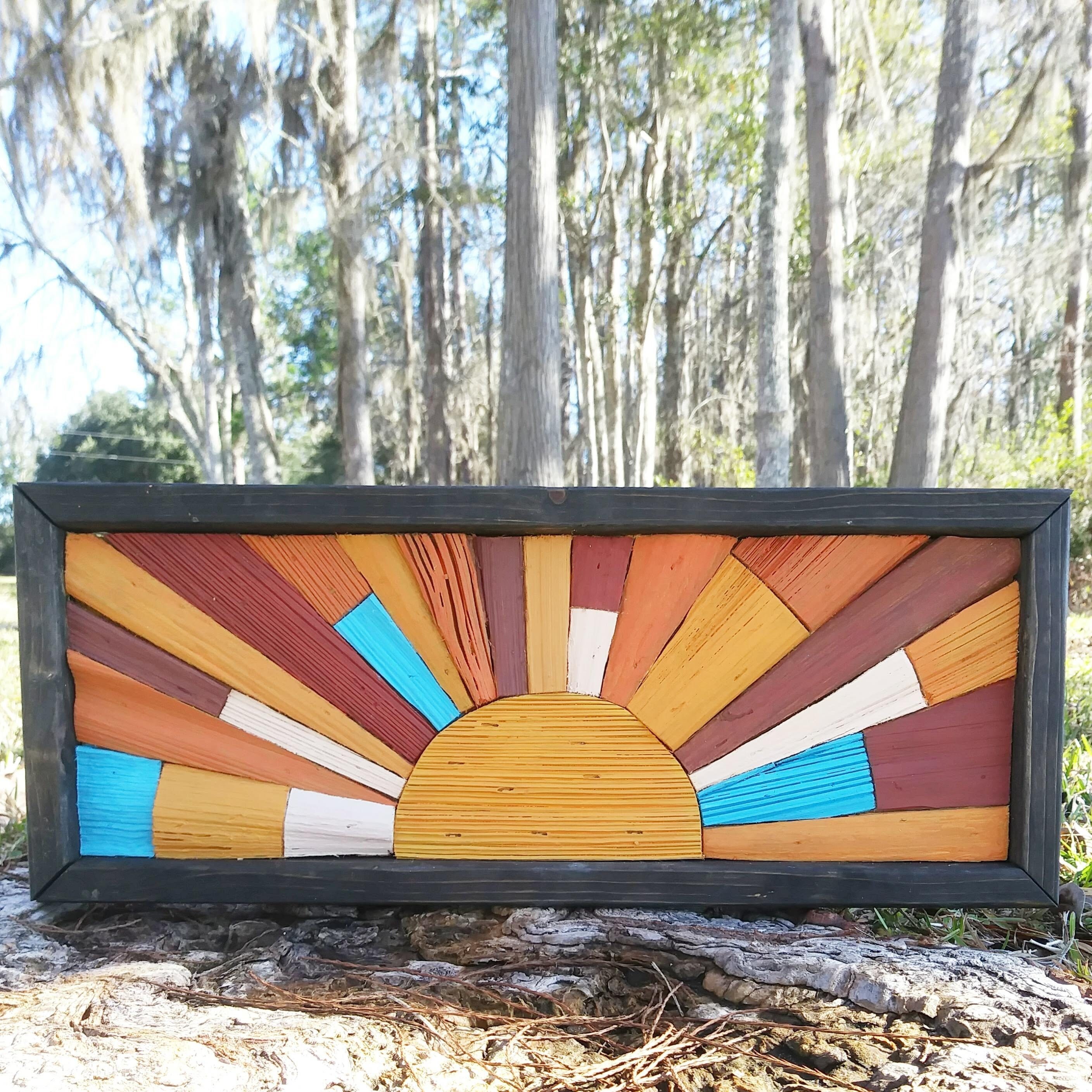 Wooden Sunrise Wall Art panoramic sunrise wall art Etsy