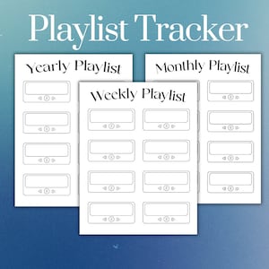 Playlist Tracker Printable: Yearly, Monthly, Weekly Bujo Kit (Digital Download)
