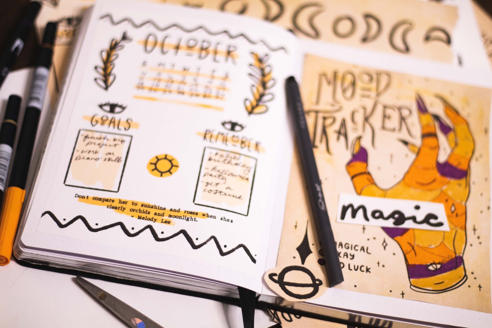 Witchy Bullet Journal Kit Downloadable Instant Font Custom Handwriting