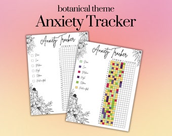 Botanische Angst Tracker Stimmung Tracker Bullet Journal Bujo Printable Bujo Kit Journaling Niedlich Spaß Digital PDF Planer Idee Gesundheit Psychiater Schüler