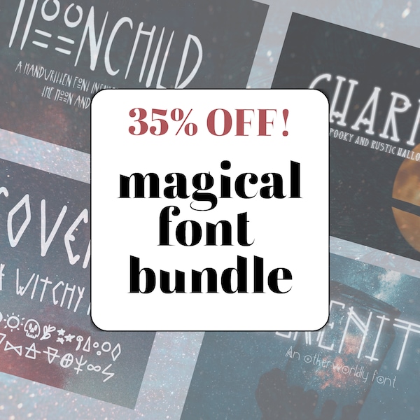 MAGICAL FONT BUNDLE! Moonchild Coven download instant custom handwriting witchy witch goth gothic journal moon night gypsy charmer astrology