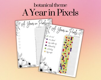 Botanisches Jahr in Pixel Stimmungs Tracker: Printable Bujo Kit (Digital)