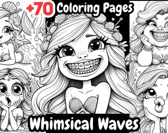 70 divertenti pagine da colorare con sirene stampabili. Regalo di compleanno per ragazze