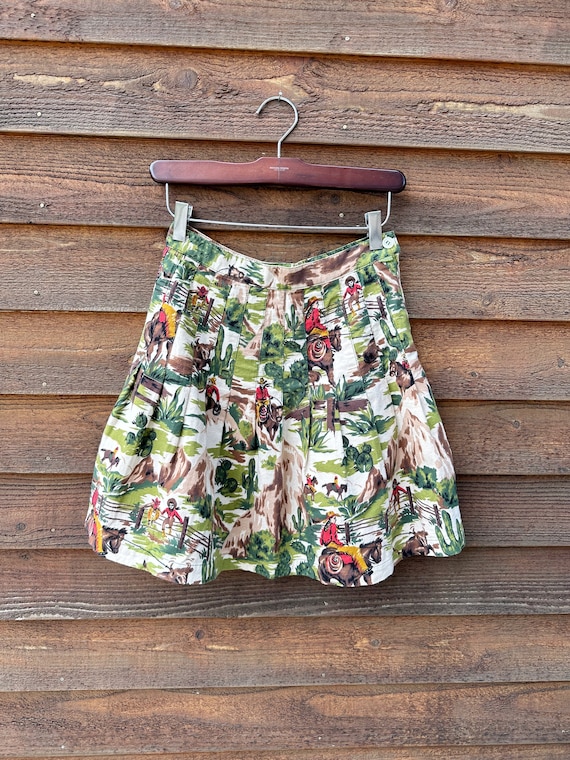 Vintage Esprit, 90s Clothing, Western Print Skirt,