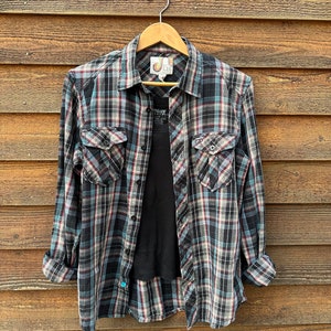 90s Vintage Shirt, Plaid Button Down, Vintage OP Shirt, 90s Clothing, Cotton Button Up, Men&#39;s Vintage Clothing, Long Sleeve Shirt Women