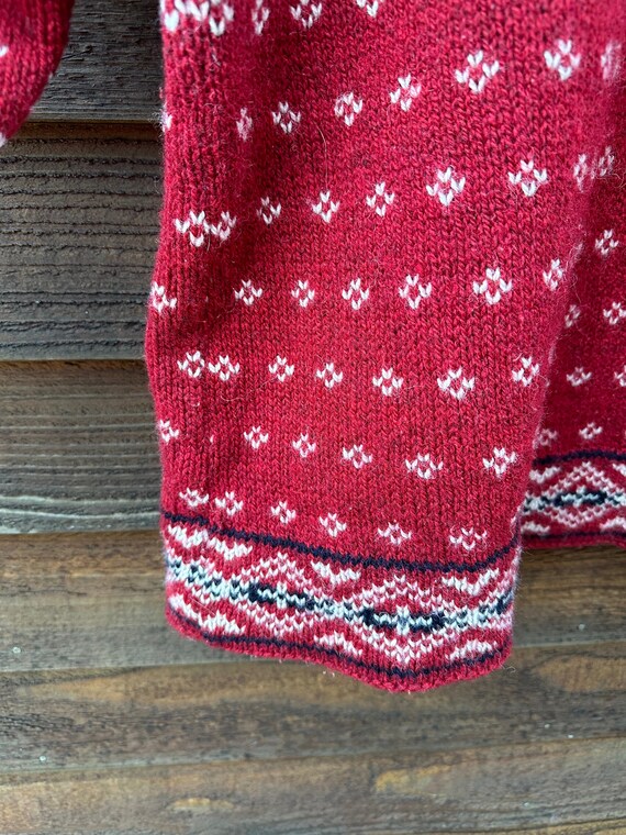 Vintage Ski Sweater, Winter Clothing, Red Wool Sw… - image 6