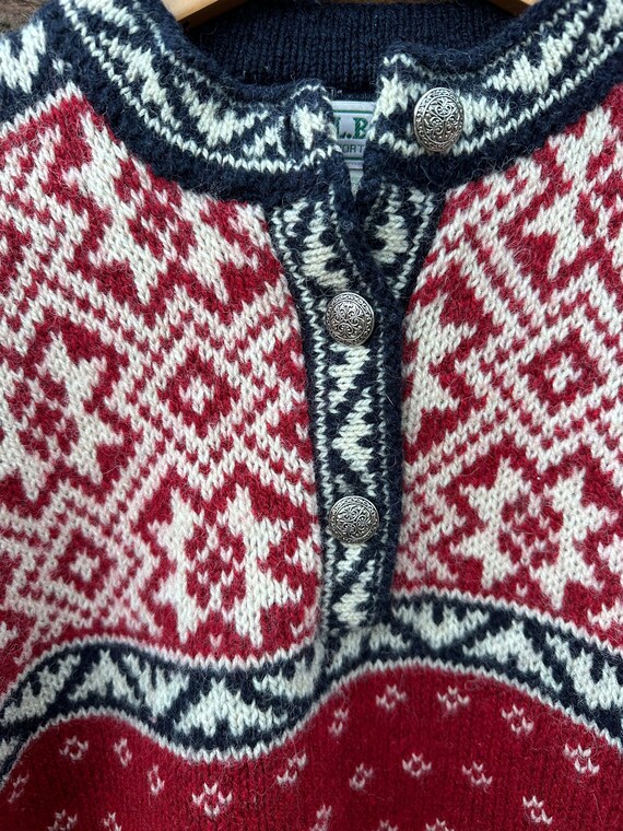 Vintage Ski Sweater, Winter Clothing, Red Wool Sw… - image 4