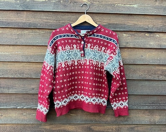 Festive Sweaters, Vintage LL Bean Sweater, Made in America, Holiday Attire, Vintage Gifts, Christmas Sweater, Made in Maine, Nordic Sweater