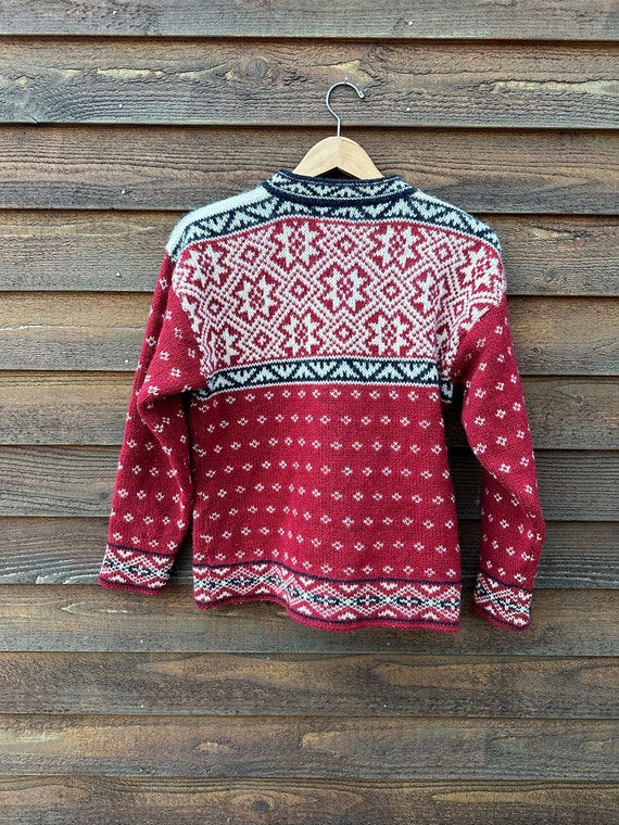 Vintage Ski Sweater, Winter Clothing, Red Wool Sw… - image 7
