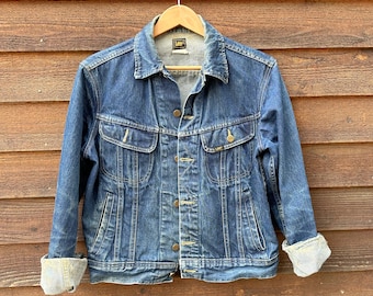 Upcycled Denim Jacket, Vintage Lee Jacket, 80s Vintage Clothing, Weathered Denim Jacket, Lee Jeans, Made In America, Clothes Made in the USA