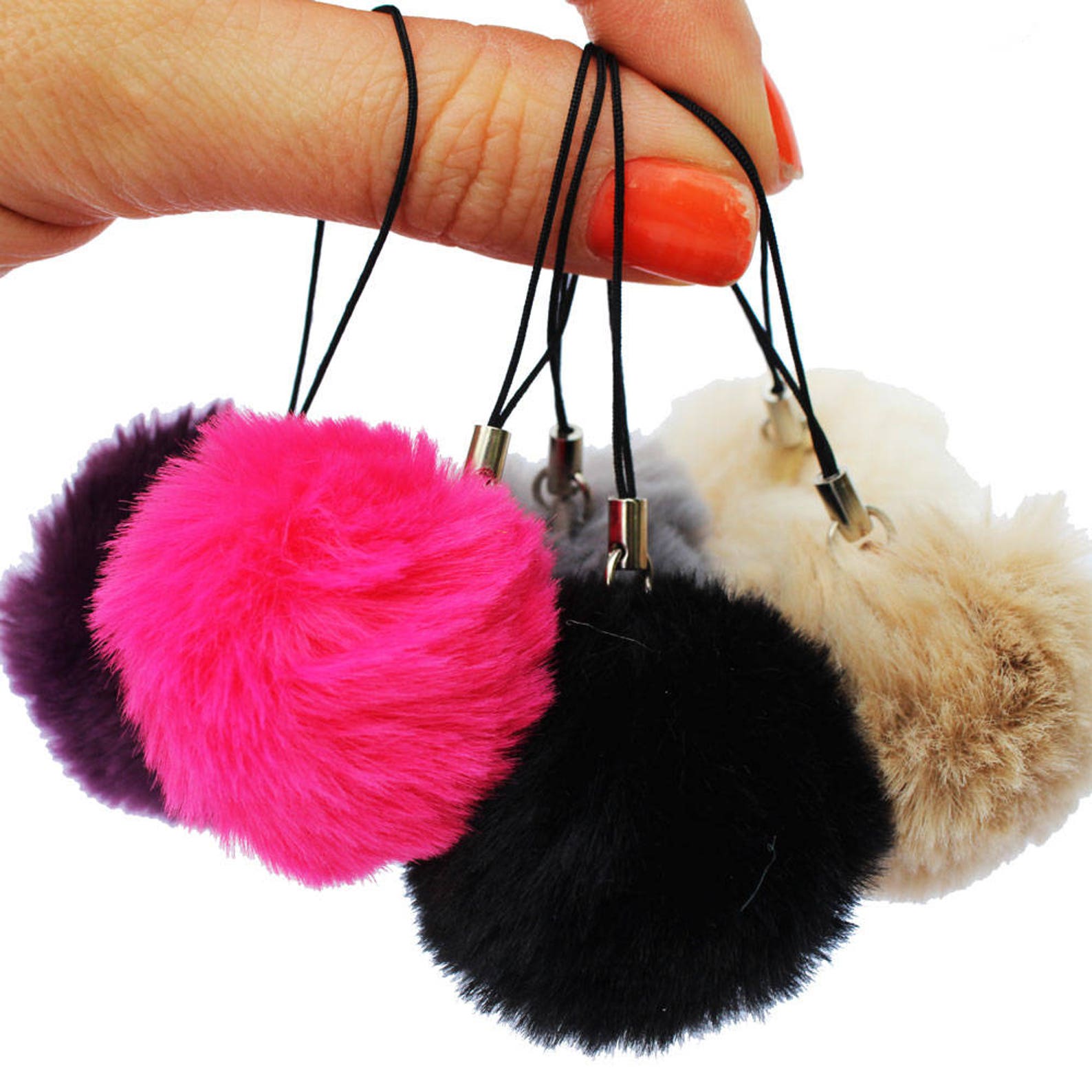 Pom Pom Charm soft and fluffy Keychain Keyring phone charm Etsy