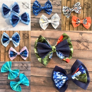 Assorted Bows, Floral Bows, Bow Clips, Bow Set of 2, Kids Bows, Bows for Her, Hair Bows for Girls, Star And Moon Bow Set