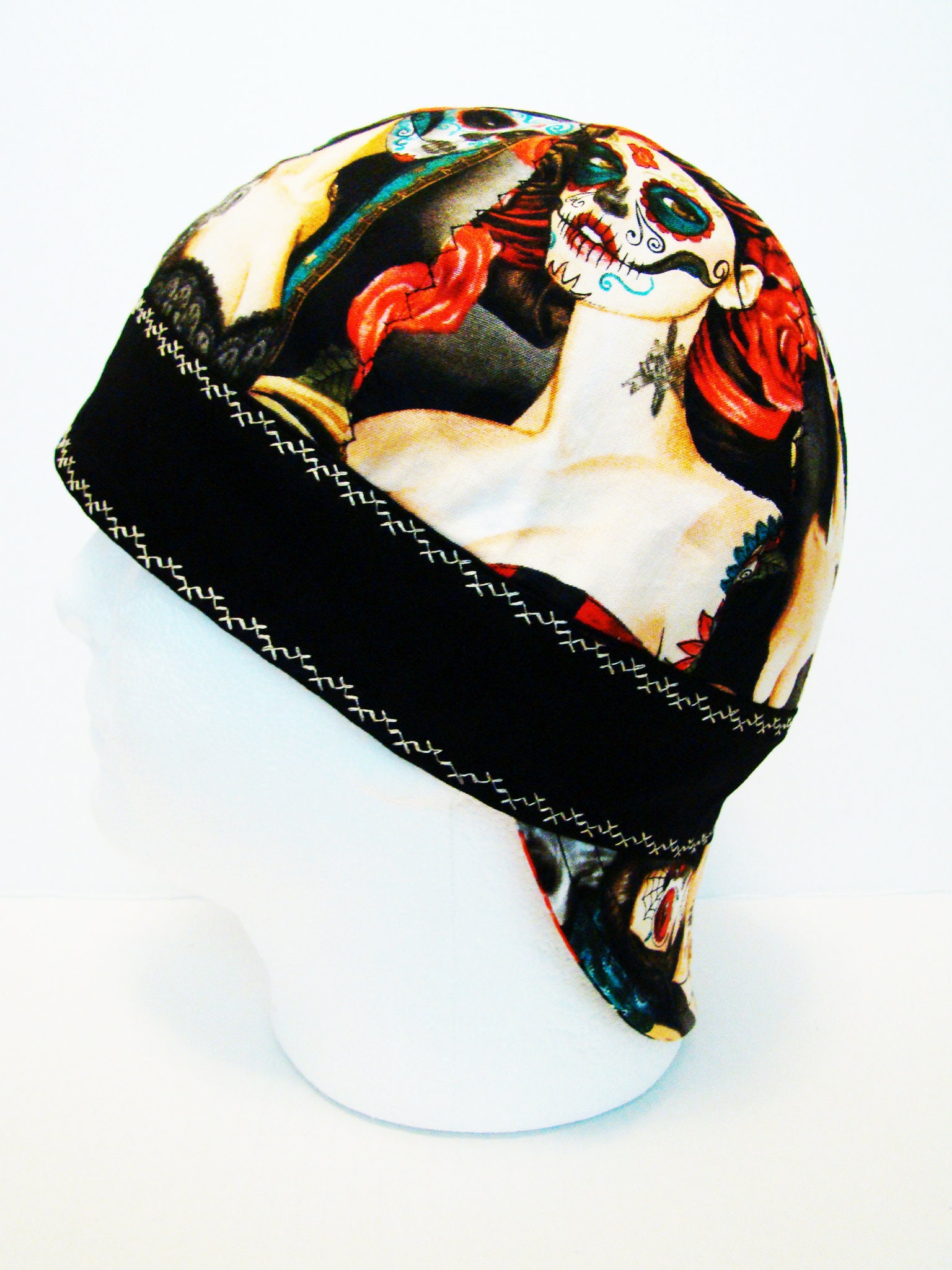 Sugar skull Babes welders cap hard hat liner beanie skull cap