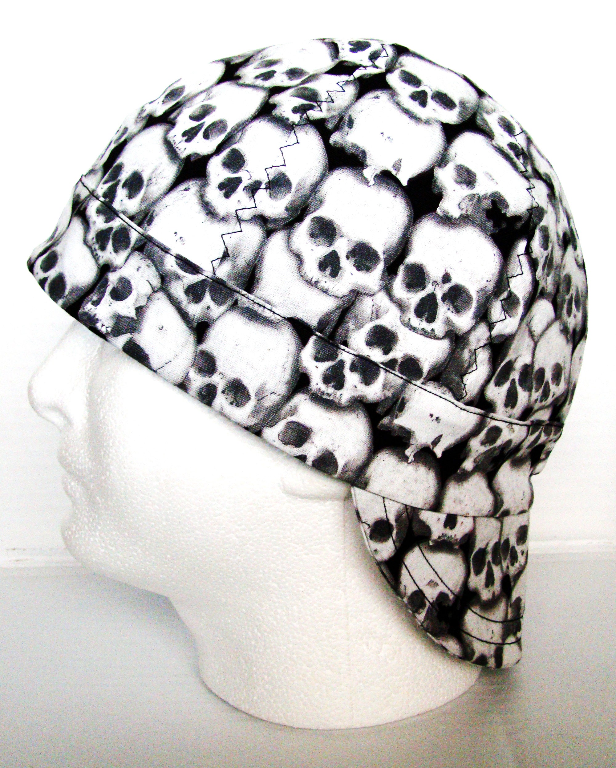 Grey Skulls welders cap hard hat liner reversible beanie skull cap