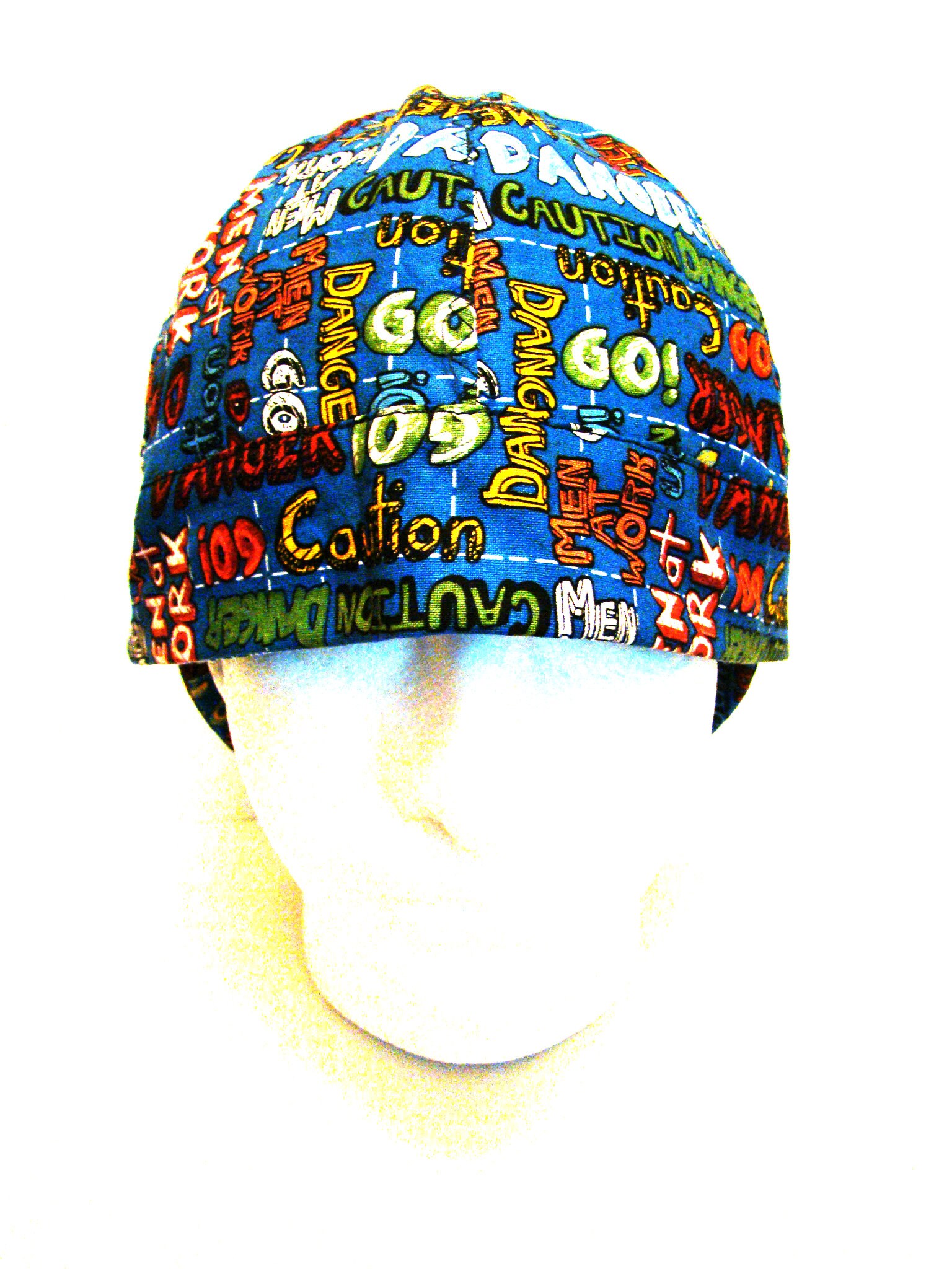 Caution Men at work welders cap hard hat liner beanie skull cap