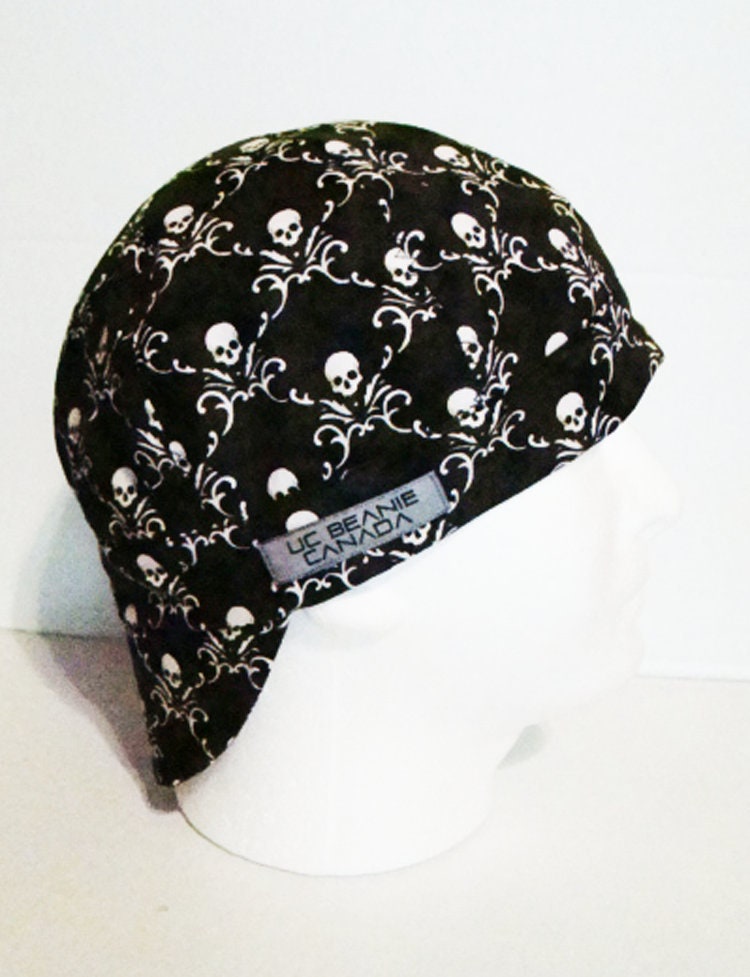 Black Skulls welders cap hard hat liner beanie skull cap construction