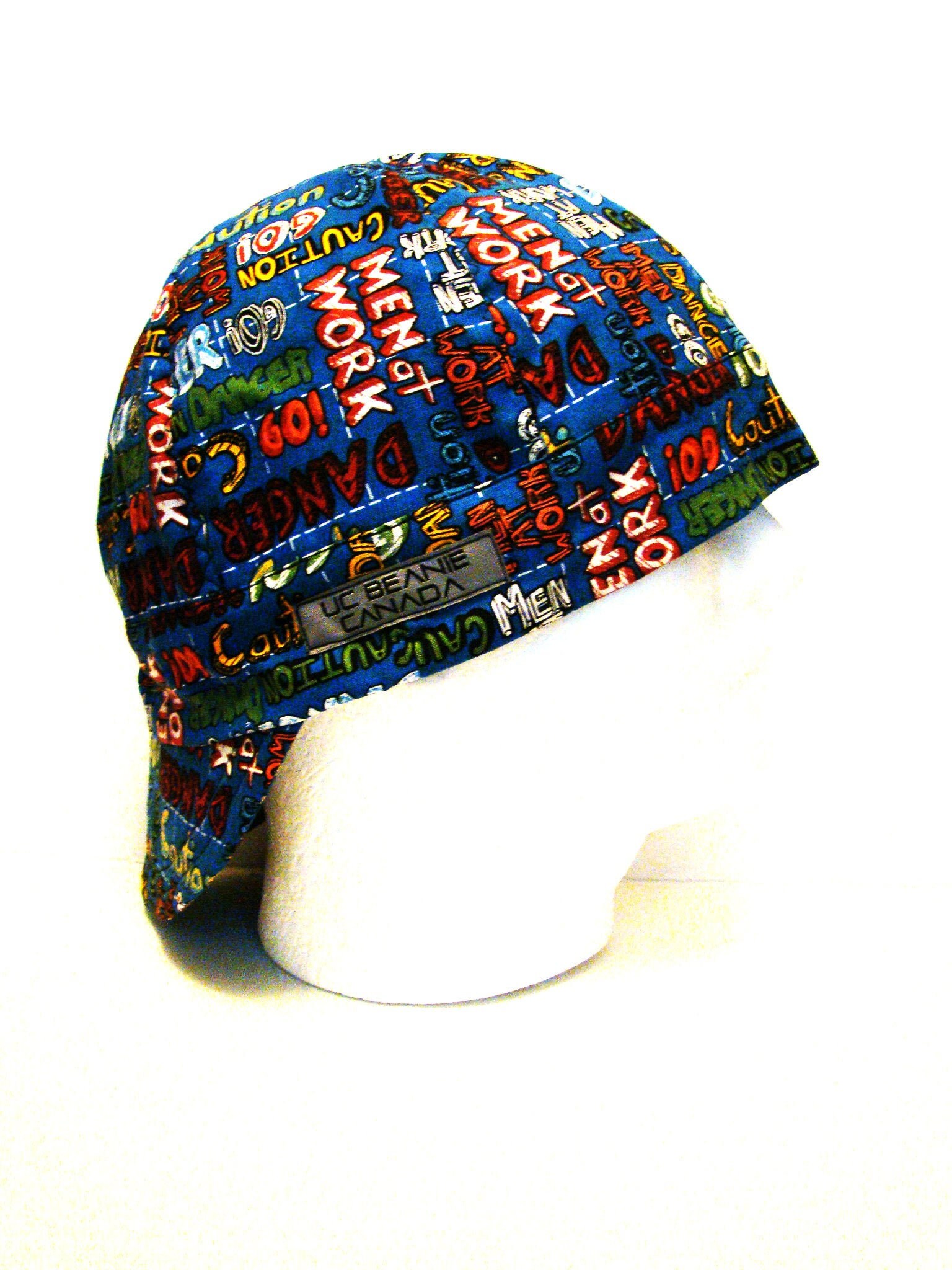 Caution Men at work welders cap hard hat liner beanie skull cap