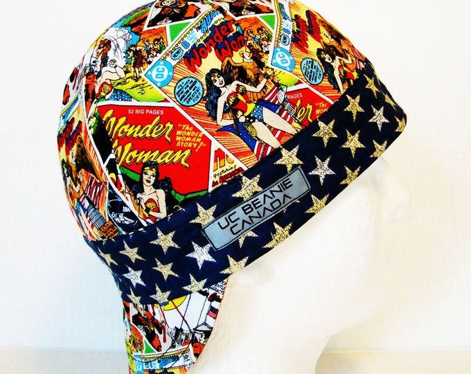 Wonder Woman welders cap hard hat liner beanie skull cap construction tradesman gas fitter biker