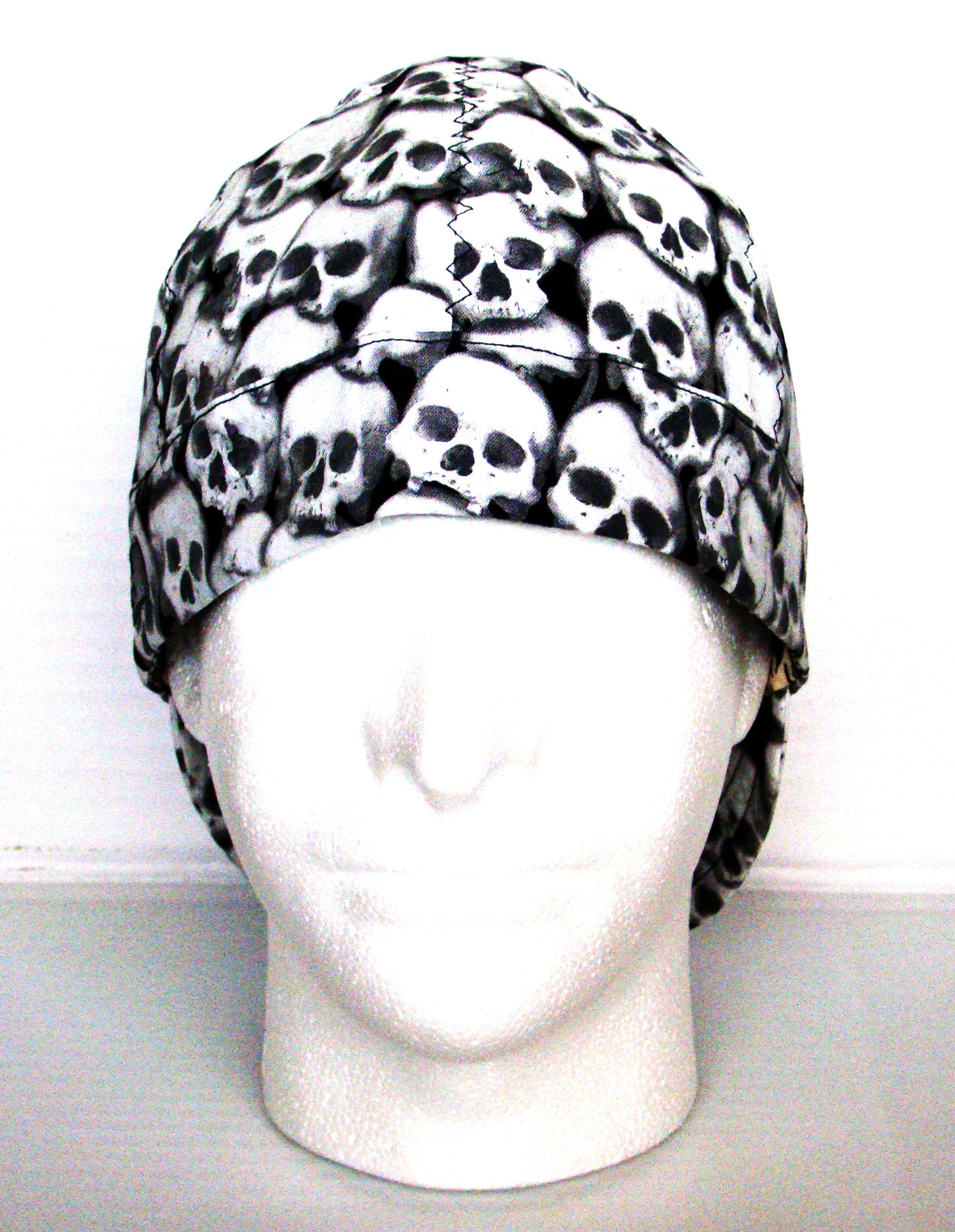 Grey Skulls welders cap hard hat liner reversible beanie skull cap