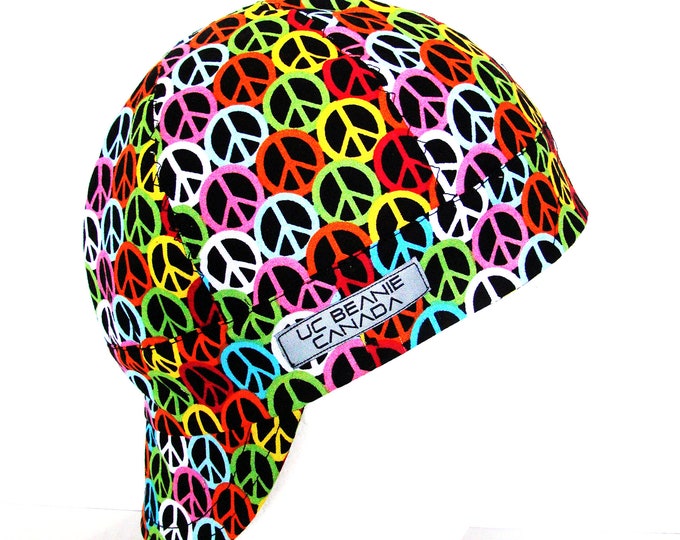 Peace Signs welders cap hard hat liner beanie skull cap construction tradesman gas fitter biker