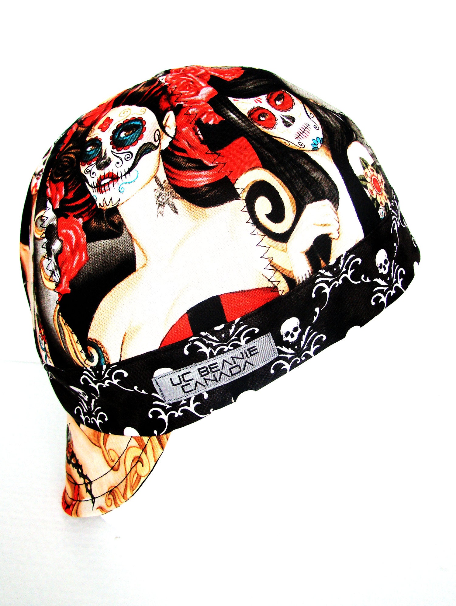 Sugar skull Babes welders cap hard hat liner beanie skull cap