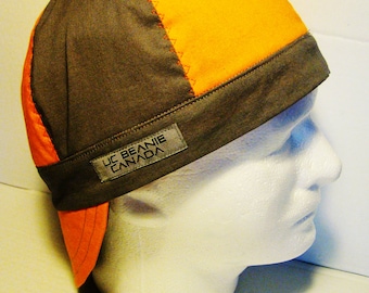 Orange and grey welders cap hard hat liner reversible beanie skull cap construction tradesman gasfitter biker