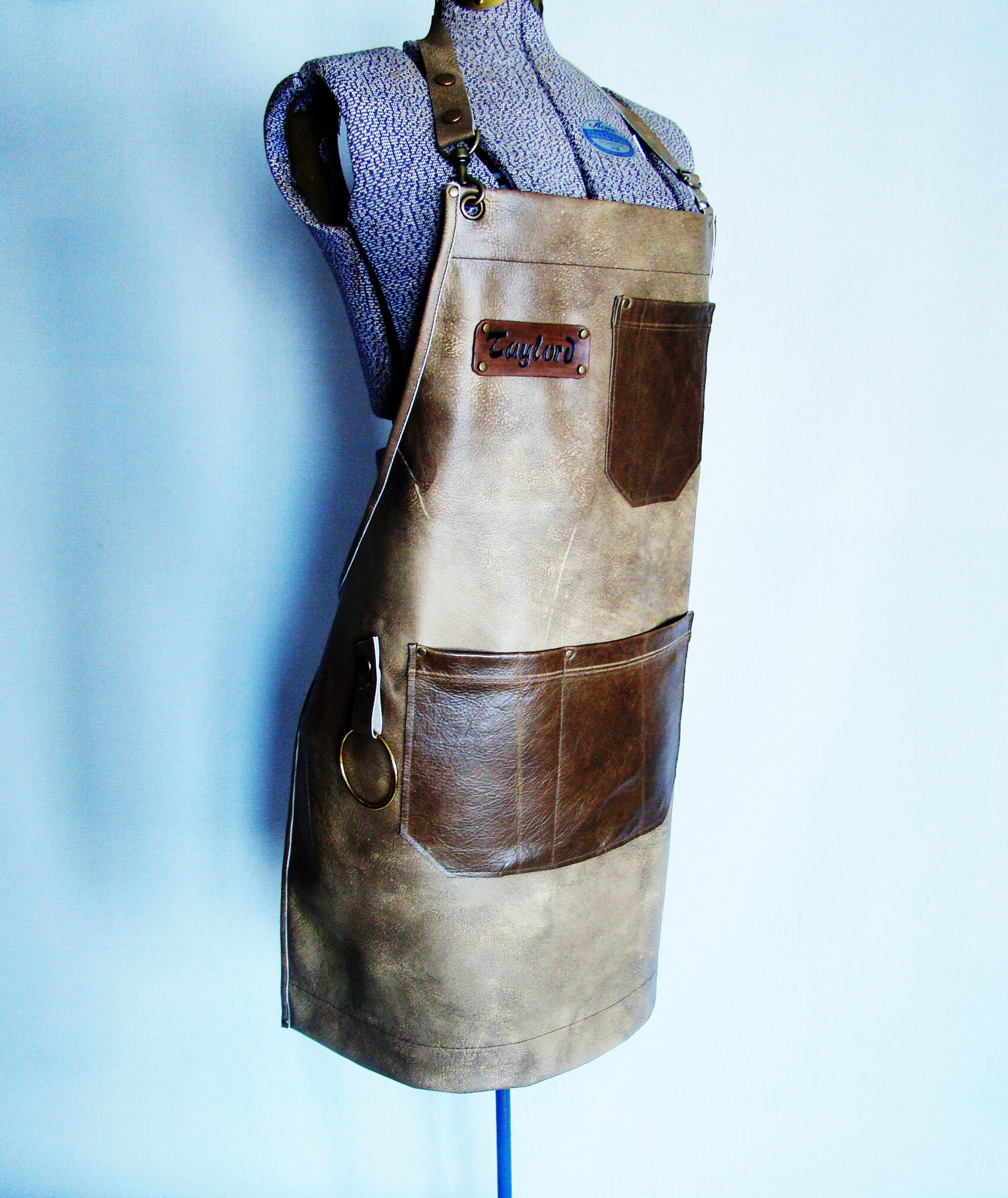 Mountain Gun Smoke Color Leather Work shop Apron 