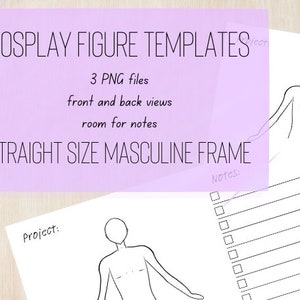 Cosplay and Fashion Figure Template, Cosplay Planner, Fashion Design, Front and Back View, Room For Notes, Size Inclusive, Male and Female.