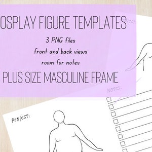 Cosplay and Fashion Figure Template, Cosplay Planner, Fashion Design, Front and Back View, Room For Notes, Size Inclusive, Male and Female.