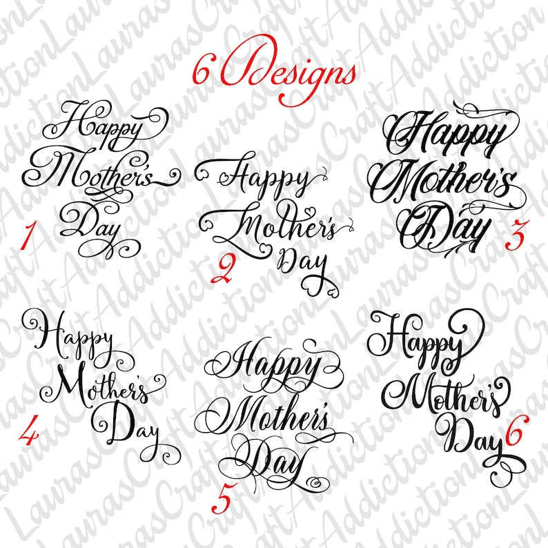 Download 6 Happy Mothers Day Cursive svg dxf pdf cut files | Etsy