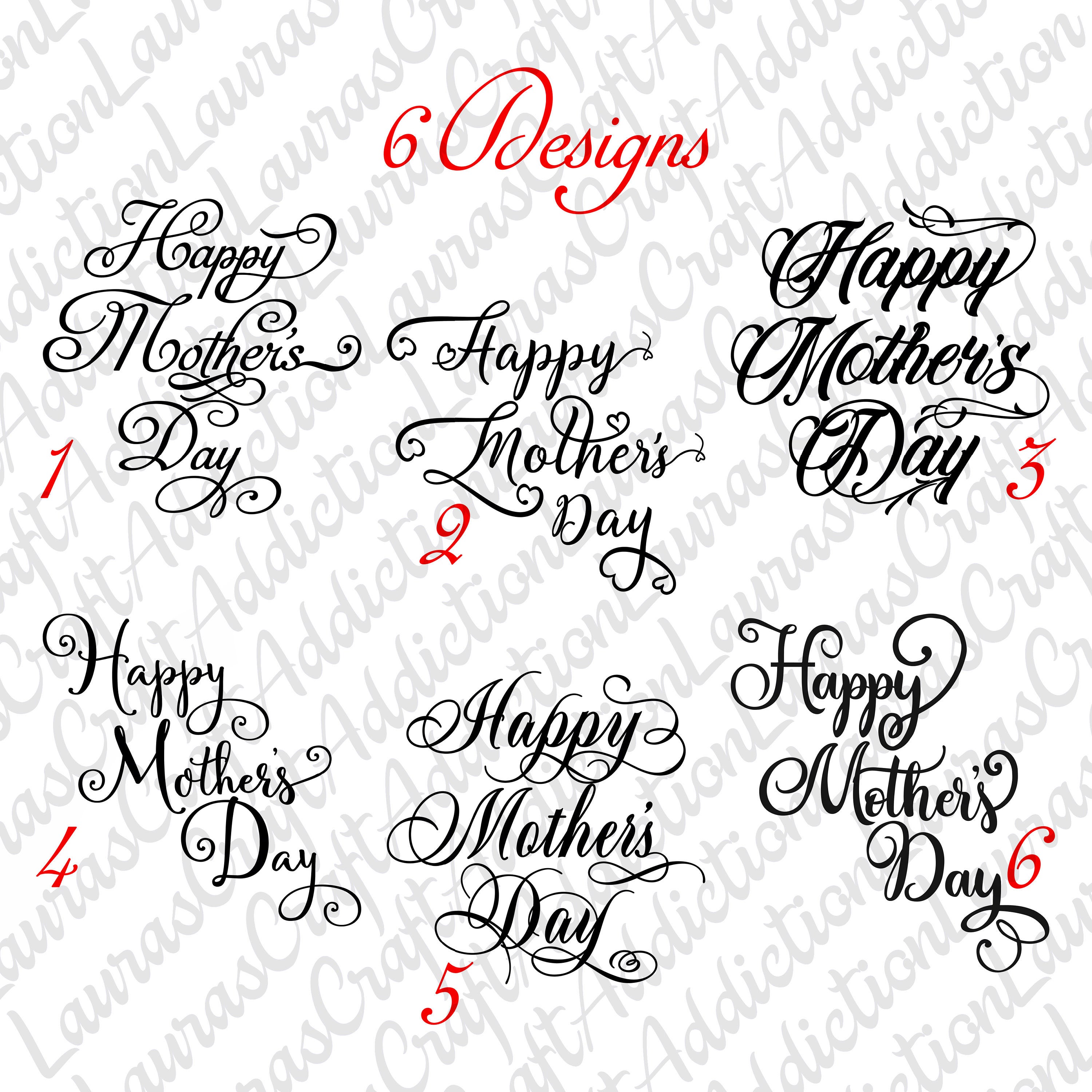 6 Happy Mothers Day Cursive svg dxf pdf cut files | Etsy