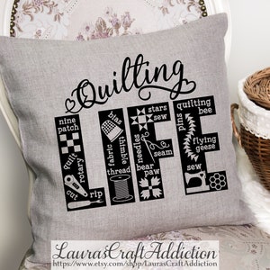 Quilting Life svg, dxf, pdf, png coupe fichiers, Cricut, Silhouette, Quilt lover, quilting svg, quilting shirt, Couturière svg, Chemise de couture, image 3