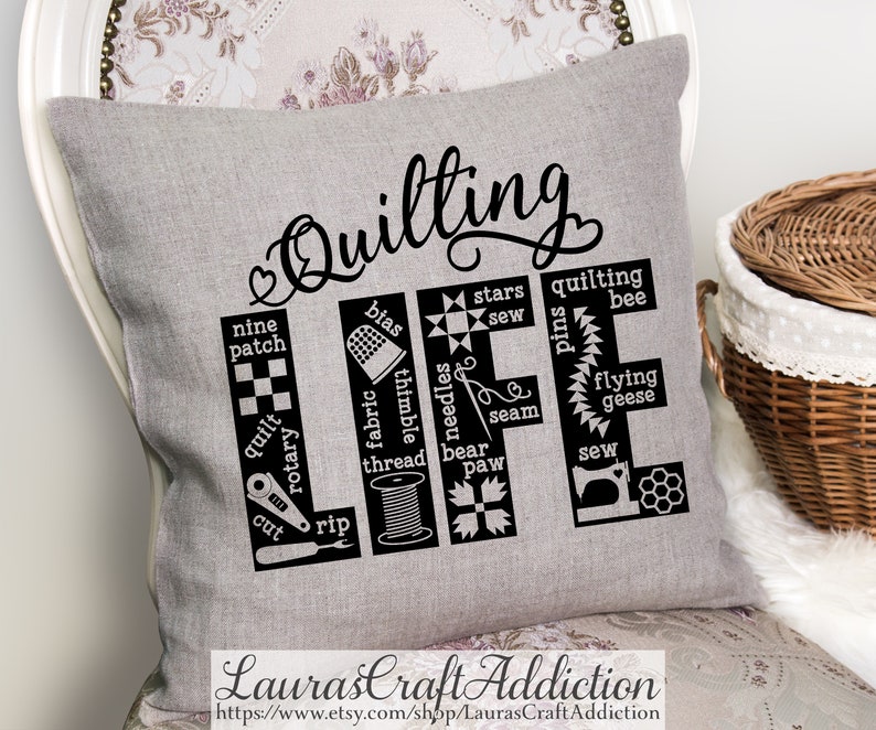 Quilting Life svg, dxf, pdf, png coupe fichiers, Cricut, Silhouette, Quilt lover, quilting svg, quilting shirt, Couturière svg, Chemise de couture, image 3