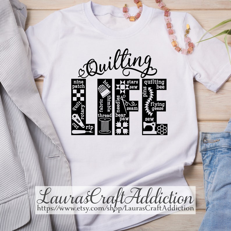 Quilting Life svg, dxf, pdf, png coupe fichiers, Cricut, Silhouette, Quilt lover, quilting svg, quilting shirt, Couturière svg, Chemise de couture, image 9