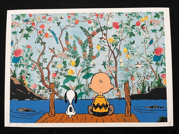 【DEATH NYC】SNOOPY×spring cherry blossoms DEATH NYC Snoopy and Charlie Brown, Signed Artist's Proof Limited