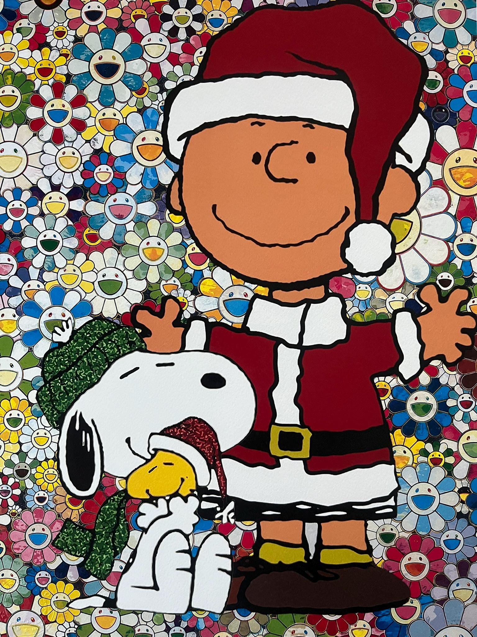 DEATH NYC Snoopy Peanuts Christmas Happy Flowers, Signed and