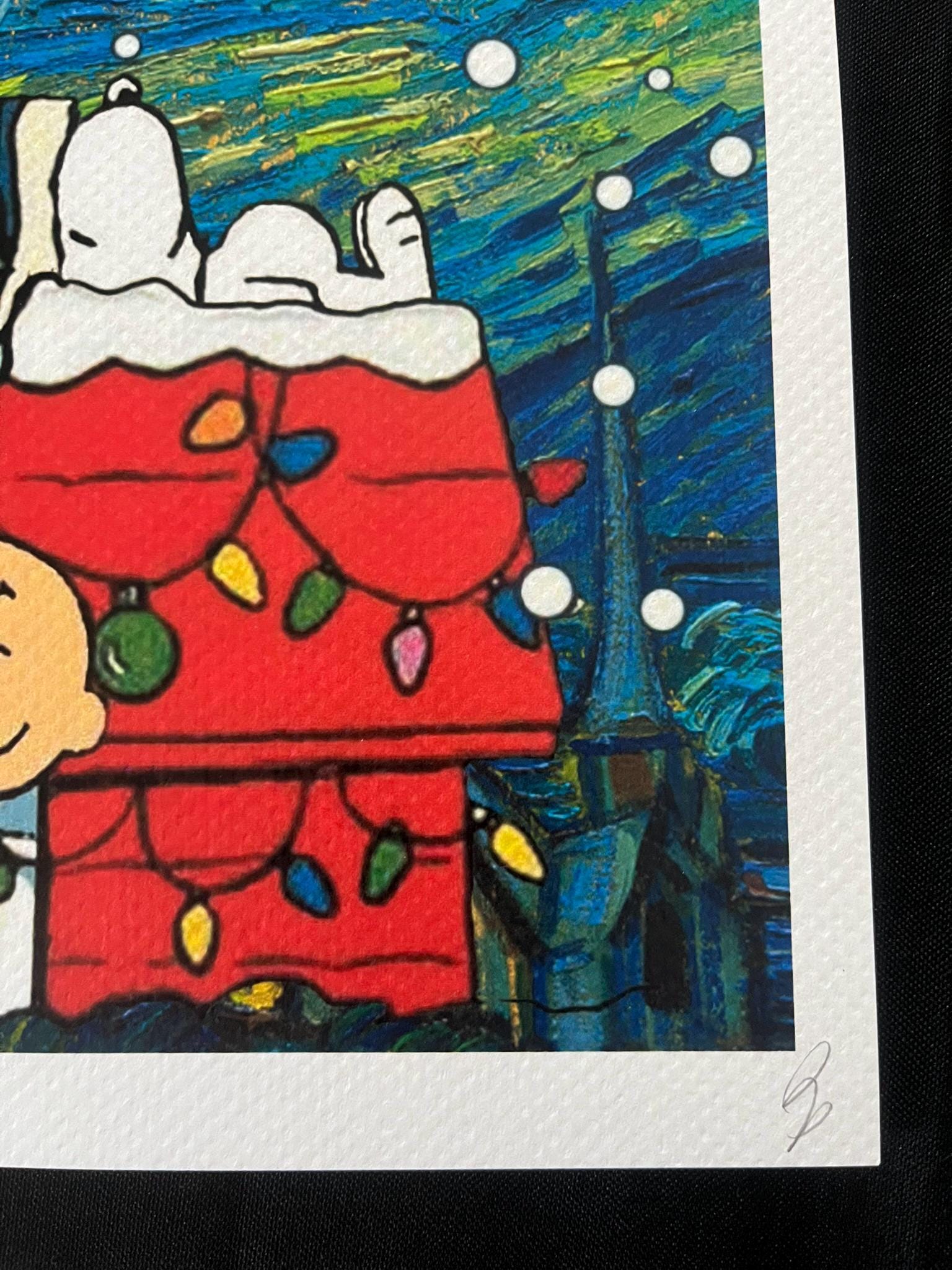 DEATH NYC Snoopy Peanuts Christmas Starry Night, Signed Artist's
