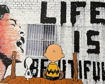 DEATH NYC Hand Signed Street Art Print Large Framed 16x20in With