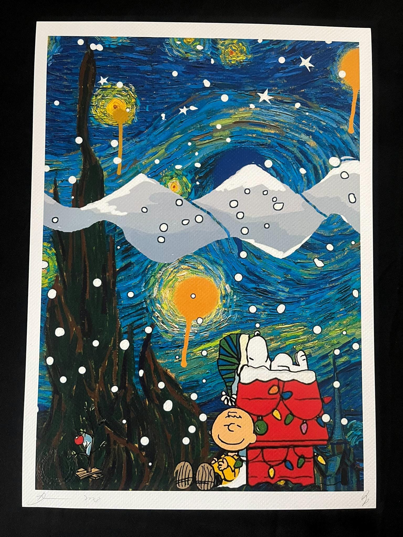 DEATH NYC Snoopy Peanuts Christmas Starry Night, Signed Artist's