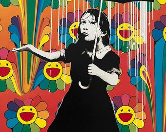 DEATH NYC Hand Signed Street Art Print Framed Large 16x20 in With