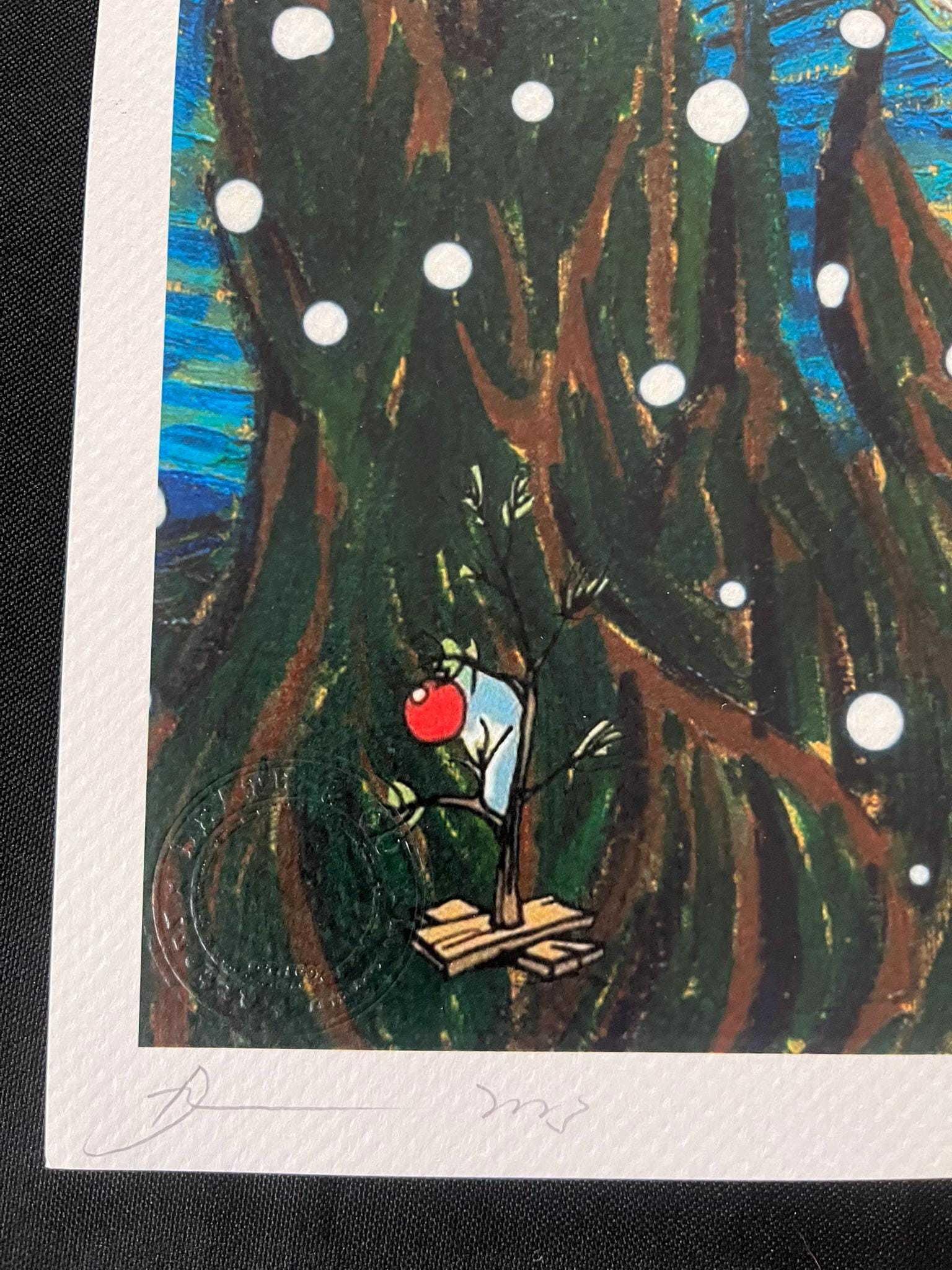DEATH NYC Snoopy Peanuts Christmas Starry Night, Signed Artist's