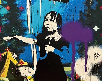 DEATH NYC Hand Signed Street Art Print Framed Large 16x20 in With