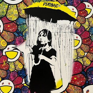 DEATH NYC Hand-Signed Limited Edition Artist’s Proof with COA - Banksy Nola Umbrella Girl, Murakami Flowers