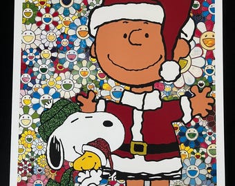 DEATH NYC Snoopy Peanuts Christmas Happy Flowers, Signed and