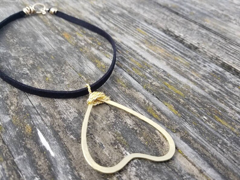 Spread the Love Heart Heart Necklace Huge Heart Choker Handmade Heart Pendant Big Heart Choker Choker Pendant Hammered Heart Jewelry
