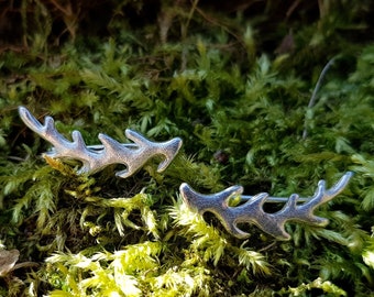 Ear Crawler, Climbing Earrings, Ear Climber Sterling Silver, Antler Earring