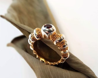 Statement Ring, Garnet Ring, Unique Jewelry, Gold Silver Ring, Handmade Jewelry