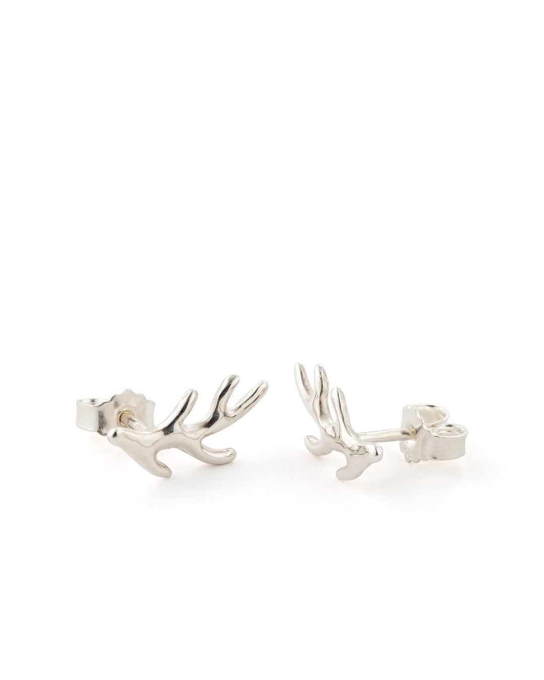 Antler Earrings Antler Stud Earrings Silver Antler Earrings Etsy