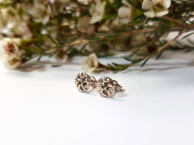 Gold Earrings, Diamond Stud Earrings, Diamond Studs, White Gold, 14 KT Gold image 7